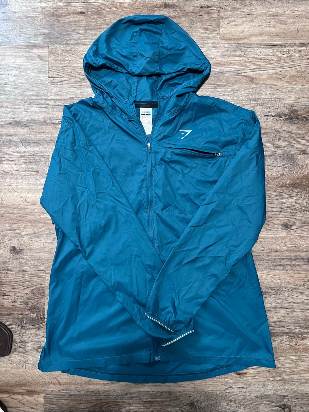 Gymshark Apex Atlantic Blue Hooded Lightweight Windbreaker Jacket